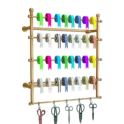 MEFOOGE Bandhalter-Organizer-Gestell, wandmontiertes Band-Display-Aufbewahrungsregal, Krawatten-Schal-Gestell, Gürtel-Handtuchhalter, Einzelhandelsgeschäfte, Metallregale, für Bänder, Geschenkpapier von MEFOOGE