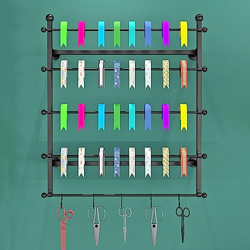 MEFOOGE Bandhalter-Organizer-Gestell, wandmontiertes Band-Display-Aufbewahrungsregal, Krawatten-Schal-Gestell, Gürtel-Handtuchhalter, Einzelhandelsgeschäfte, Metallregale, für Bänder, Geschenkpapier von MEFOOGE