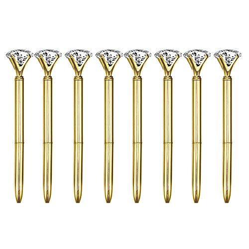 MEGAUK 8 Pcs Große Kristall Diamant Kugelschreiber, Metall Kugelschreiber für Schule Uni Büro Hochzeit - Schreibfarbe Schwarz (Gold) von MEGAUK