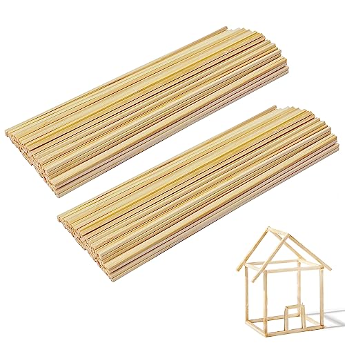 200 Stück Holzstäbe: Zuckerwatte Stäbe Holzstäbchen 4x4x300mm Holzleisten Stockbrot Stöcke Eisstiele Holzstäbe zum Basteln, für DIY-Produktionen Zuckerwatte Stäbchen Holzbretter zum Bauen von MEGYAD