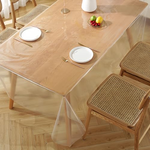 Tischdecke Transparent Tischfolie: 0,13mm wasserdichte Durchsichtig Tischdecke Abwaschbar Tischfolie, 140x220cm PVC Glasklar Tisch Folie Fettdicht Tischdecke Eckig für Küche Outdoor Tischschutz von MEGYAD