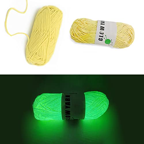 2 Rollen Leuchtgarn Polyester Glow in The Dark Garn, Leuchtgarn 2 mm für Handstricken, Kunst, DIY, Handwerk, 100 Meter (Hellgelb) von MEHMM