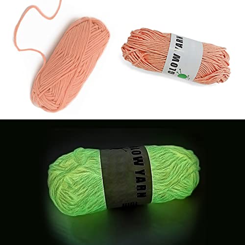 2 Rollen Leuchtgarn Polyester Glow in The Dark Garn, Leuchtgarn 2 mm für Handstricken, Kunst, DIY, Handwerk, 100 Meter (Orange) von MEHMM