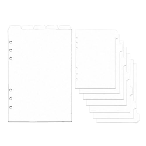 2 Set A5 Binder Trennblätter weiß Kunststoff Index Trennblätter blanko Seite 7 Tabs oben 5 Tabs Planer Einlagen 12 Blatt nachfüllbare Seitenschutz für 6-Ringbuch Notizbuch von MEI YI TIAN