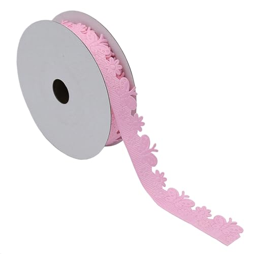 MEIBAOGE Bastelband, personalisierbar, Schmetterlings-Druck, Geschenkseil für Geschenkverpackungen und Party-Dekorationen, lichtbeständig, 2,2 cm, Rosa von MEIBAOGE