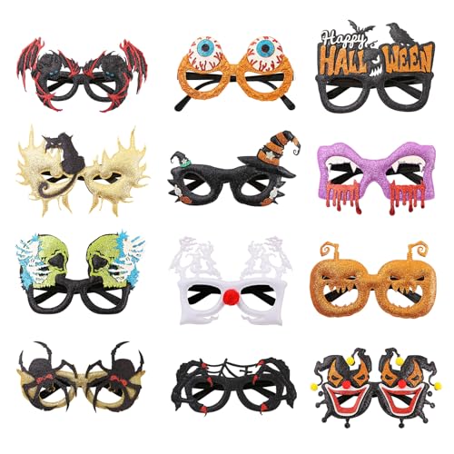 MEIBAOGE Halloween Brille Halloween Kostüm Brille Neuheit Brille Anziehbrille Kürbisgläser für Erwachsene Kostüme von MEIBAOGE