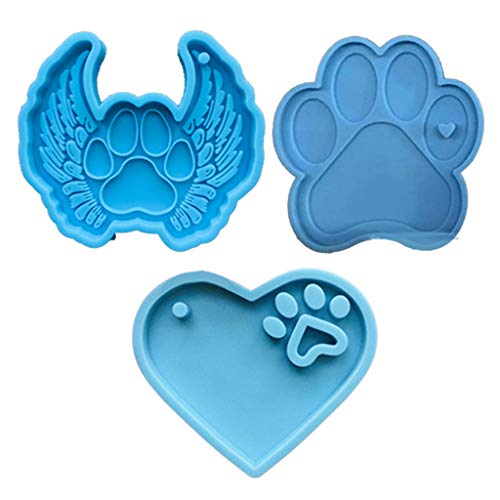 MEIBAOGE Silikonformen für Harzguss 3Pcs / Set Hund Pfote Stil Schlüsselanhänger Epoxidharz Form Halskette Anhänger Silikonform von MEIBAOGE