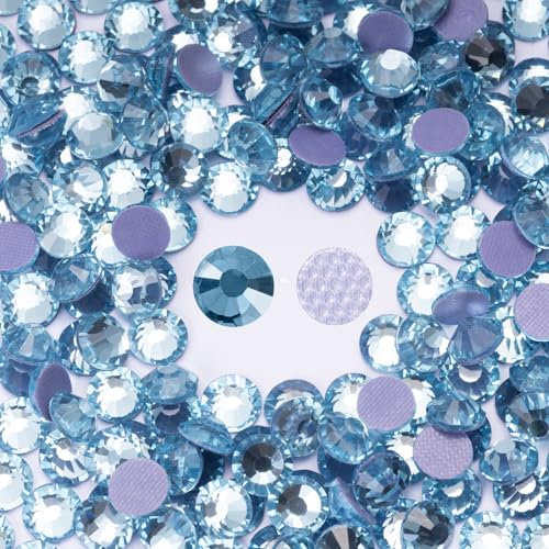 Meibite Hotfix Strasssteine, 300 Stück, Aquamarin-Hotfix-Strasssteine für Kleidung, DIY, Dekoration, Handwerk, Aquamarin, SS30, 6,3–6,5 mm von MEIBITE