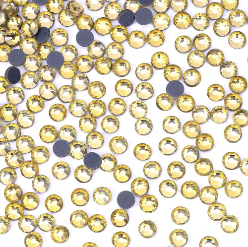 SS10 Hotfix-Strasssteine aus Kristallglas für Kleidung, Stoff, Hemden, Becher, glänzende Dekoration, flache Rückseite, rund, 2,8 mm, Hellgelb, 4320 Stück von MEIBITE