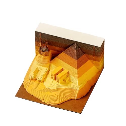 MEICHI 3D Notizblock, nicht verklebt, 3D Schlossmodell Papierkunst mit Anzeigebox glasklar, 6 x 6 x 3.5 cm, Sphinx, Ägypten, Pyramiden von MEICHI