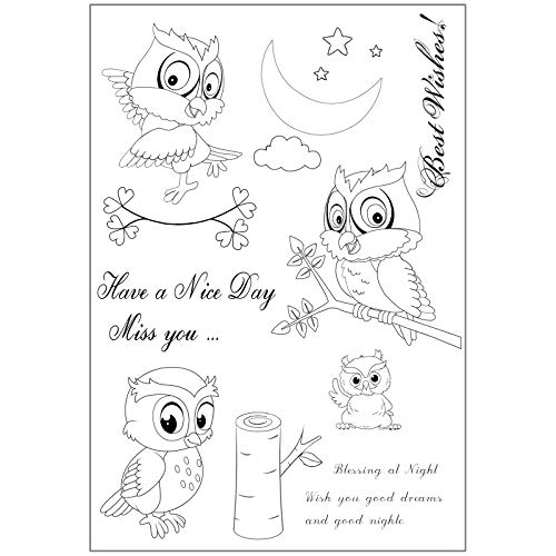 MEIKONG Vogel Eule DIY Klar Silikonstempel Clear Stamp, Transparent Klar Silikon Stempel Für DIY Scrapbooking Album Foto Dekorative von MEIKONG