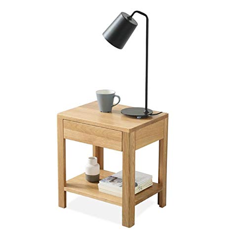 MEILISHAOMEI Tischlampe aus Massivholz, Nachttisch, Kommode mit Einer Schublade, Telefontische, Beistelltisch mit Ablage (Farbe: Holz, Größe: 13,7717,7119,68 Zoll) von MEILISHAOMEI