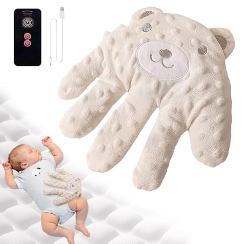 MEISHANG Einschlafhilfe Babys Handkissen,Baby Soothing Palm Hand,Elektrisches Baby Soothing Hand Pillow,Kann für Heiße Kompressen Verwendet Werden,Beruhigende Handfläche für Babys (Beige/1) von MEISHANG