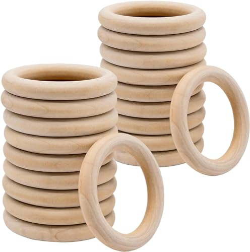 20 Stück Holzringe Zum Basteln, 70 mm Größen Natürliche Holzringe Glatte Gardinenringe DIY Handwerk Ring Anhänger Holzringe zum Basteln für Schmuck, DIY Handwerk und Handwerk von MEIYAXINWIN