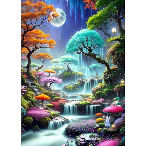 MEIYUDA 5D Diamant Painting Bilder für Erwachsene und Kinder, Diamond Painting Phantasiewald Landschaft, Diamond Painting Set, Diamant Malerei für Haus Dekoration 30x40cm von MEIYUDA