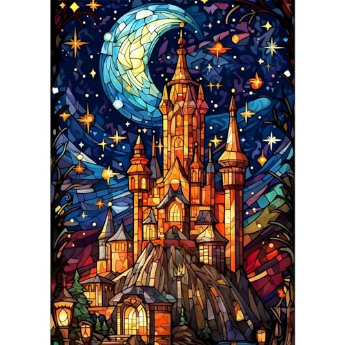 MEIYUDA 5D Diamant Painting Bilder für Erwachsene und Kinder, Diamond Painting Schloss, Mosaic Style Diamond Painting Set, Diamant Malerei für Haus Dekoration 30x40cm von MEIYUDA