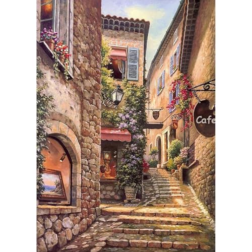 MEIYUDA 5D Diamond Painting Bilder Erwachsene Cafe, Diamond Painting Set Bild Französisch Landschaft, Diamant Painting Bilder Bastelset Erwachsene Kinder Malerei Stickerei für Home Wand Décor 30x40cm von MEIYUDA