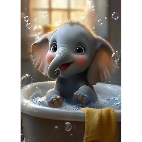 MEIYUDA 5D Diamond Painting Bilder Erwachsene Cartoon Elefant, Diamond Painting Set Bild Diamond Painting, Diamant Painting Bilder Bastelset Erwachsene Kinder Malerei für Home Wand Décor 30x40cm von MEIYUDA