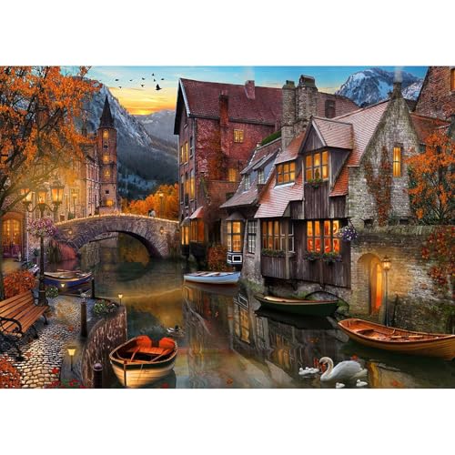 MEIYUDA 5D Diamond Painting Bilder Erwachsene Europäisches Stadtbild, Diamond Painting Set Bild, Diamant Painting Bilder Bastelset Erwachsene Kinder Malerei Stickerei für Home Wand Décor 40x30cm von MEIYUDA