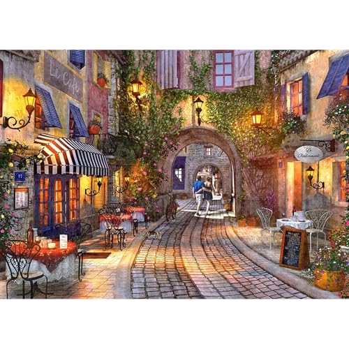 MEIYUDA 5D Diamond Painting Bilder Erwachsene Kinder Französischer Spazierweg, Diamant Painting Bilder Diy Set Bild Cafe, Malerei Kristall Diamond Painting Set Erwachsene für Home Wand Décor 40x30cm von MEIYUDA