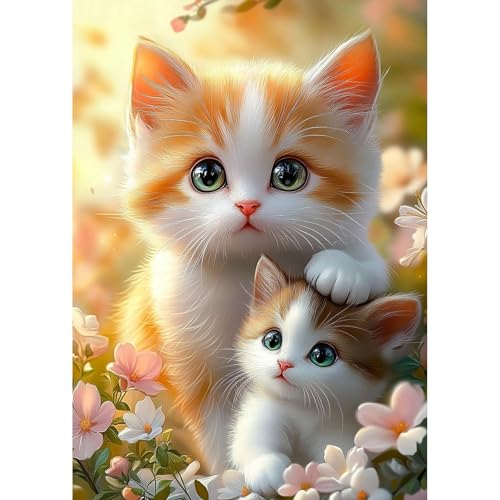 MEIYUDA 5D Diamond Painting Bilder Erwachsene Kinder Katzen, Diamant Painting Bilder Diy Set Bild Diamond Painting, Malerei Kristall Diamond Painting Set Erwachsene für Home Wand Décor 30x40cm von MEIYUDA