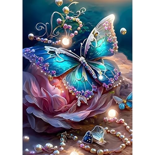 MEIYUDA 5D Diamond Painting Bilder Erwachsene Kinder Schmetterling, Diamant Painting Bilder Diy Set Bild Tier, Malerei Kristall Diamond Painting Set Erwachsene für Home Wand Décor 30x40cm von MEIYUDA