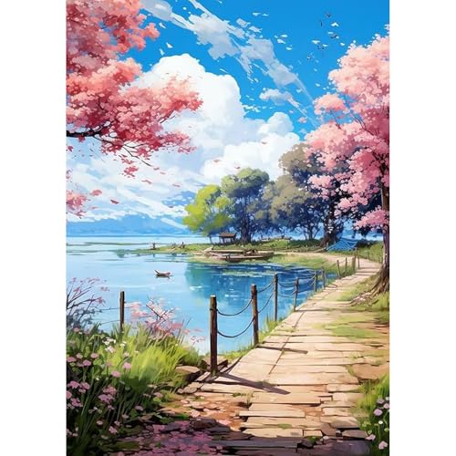 MEIYUDA 5D Diamond Painting Lakeside, Diamant-Malerei-Set Bild, Diamant Painting Bilder Bastelset Erwachsene Kinder Malerei Stickerei für Home Wand Décor 30x40cm von MEIYUDA