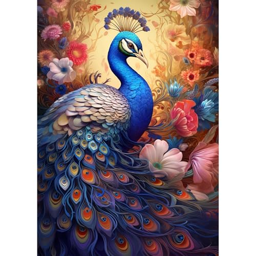 MEIYUDA 5D Diamond Painting Bilder Erwachsene Regenbogen Pfau, Diamond Painting Set Bild Blumen, Diamant Painting Bilder Bastelset Erwachsene Kinder Malerei Stickerei für Home Wand Décor 30x40cm von MEIYUDA