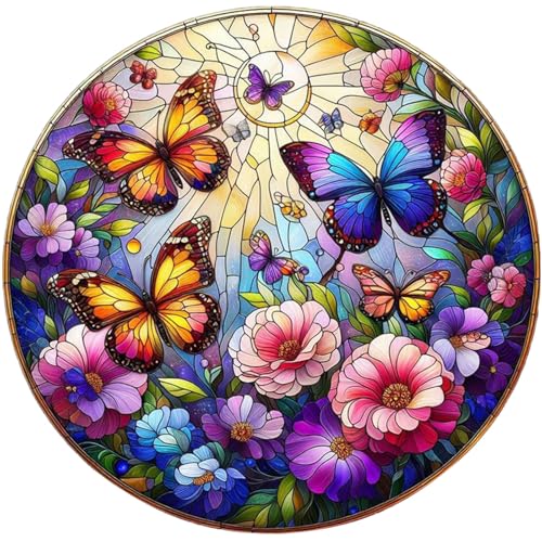 MEIYUDA 5D Diamond Painting Bilder Erwachsene Schmetterling aus Buntglas Blume, Diamant Painting Bilder Diy Set Bild, Malerei Kristall Diamond Painting Erwachsene Kinder für Home Wand Décor 30x30cm von MEIYUDA