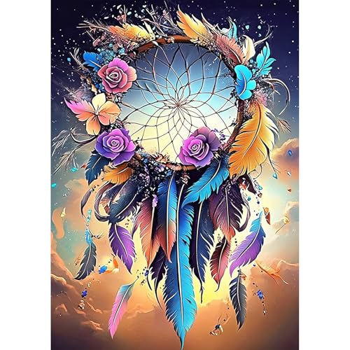 MEIYUDA 5D Diamond Painting Bilder Erwachsene Traumfänger-Netz, Diamond Painting Set Bild, Diamant Painting Bilder Bastelset Erwachsene Kinder Malerei Stickerei für Home Wand Décor 30x40cm von MEIYUDA