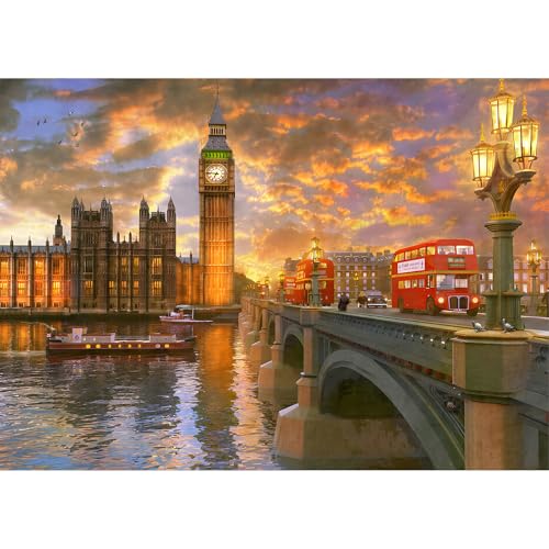 MEIYUDA Diamond Painting Erwachsene Diamant Bilder Abendrot in Westminster, 5D DIY Diamant Painting Bilder Diamond Set London, Bastelset Erwachsene Kinder Malerei Stickerei für Home Wand Décor 40x30cm von MEIYUDA