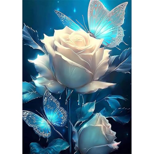 MEIYUDA Diamond Painting Erwachsene Diamant Bilder Blumen, 5D DIY Diamant Painting Bilder Diamond Painting Set Schmetterling, Bastelset Erwachsene Kinder Malerei Stickerei für Home Wand Décor 30x40cm von MEIYUDA