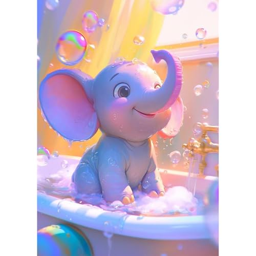 MEIYUDA Diamond Painting Erwachsene Diamant Bilder Cartoon Elefant, 5D DIY Diamant Painting Bilder Diamond Painting Set, Bastelset Erwachsene Kinder Malerei für Home Wand Décor 30x40cm von MEIYUDA