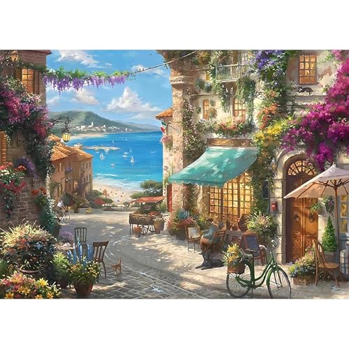 MEIYUDA Diamond Painting Erwachsene Diamant Bilder Italienisches Cafe, 5D DIY Bilder Diamond Painting Set Romantische Momente, Bastelset Erwachsene Kinder Malerei Stickerei für Home Wand Décor 40x30cm von MEIYUDA