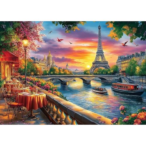 MEIYUDA Diamond Painting Erwachsene Diamant Bilder Paris Landschaft, 5D DIY Diamant Painting Bilder Diamond Painting Set, Bastelset Erwachsene Kinder Malerei für Home Wand Décor 40x30cm von MEIYUDA