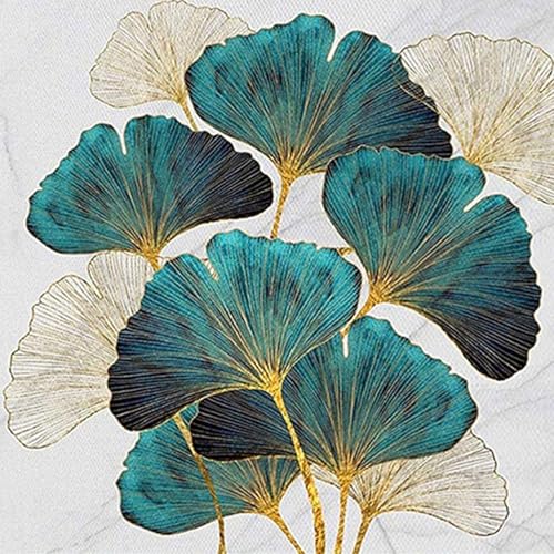 MEIYUDA Diamond Painting Ginko Blätter, 5D Diamond Painting Erwachsene Kinder Diamond Painting, DIY Set Erwachsene Diamant Painting Bilder, DIY Handwerk Malerei Kits für Home Wand Décor 30x30cm von MEIYUDA