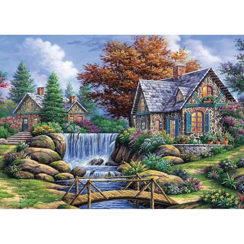 MEIYUDA Diamond Painting Landschaft, 5D Diamond Painting Erwachsene Kinder Hütte, DIY Set Erwachsene Diamant Painting Bilder, DIY Handwerk Malerei Kits für Home Wand Décor 40x30cm von MEIYUDA