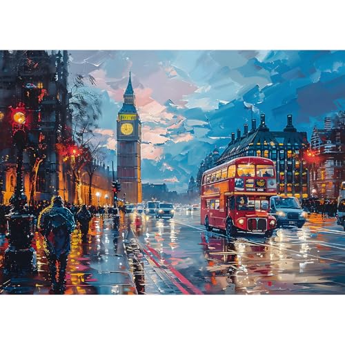 MEIYUDA Diamond Painting Londoner Stadtansicht, 5D Diamond Painting Erwachsene Kinder, DIY Set Erwachsene Diamant Painting Bilder, DIY Handwerk Malerei Kits für Home Wand Décor 40x30cm von MEIYUDA