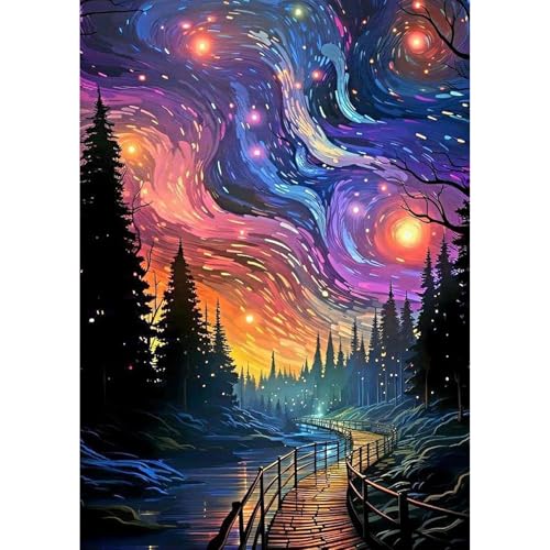 MEIYUDA Diamond Painting Sternenhafte Nacht, 5D Diamond Painting Erwachsene Kinder Diamond Painting, DIY Set Erwachsene Diamant Painting Bilder, DIY Handwerk Malerei Kits für Home Wand Décor 30x40cm von MEIYUDA