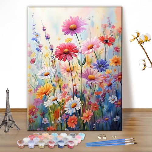 MEIYUDA Malen Nach Zahlen Erwachsene Blumen und Pflanzen, DIY Set Handgemalt Ölgemälde Kit für Anfänger und Erwachsene Mit 3 Pinseln und Acrylfarbe, Geschenke und Home Haus Deko 30x40cm(Ohne Rahmen) von MEIYUDA