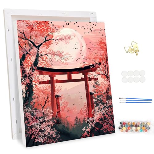 MEIYUDA Malen Nach Zahlen Erwachsene mit Rahmen, DIY Set Erwachsene Tokio Landschaft Bastelset, 3 Pinsels Und Acrylfarbe DIY Handgemalt öLgemäLde Kit Als Geschenk und Home Haus Deko 30x40cm von MEIYUDA