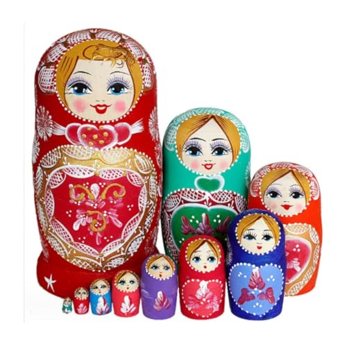 MEIZHITU Traditionelle Matroschkas Russische Matroschka-Puppen Im 10-teiligen Set In Belarussischer Slawischer Kleidung Russische Matroschka-Puppen von MEIZHITU