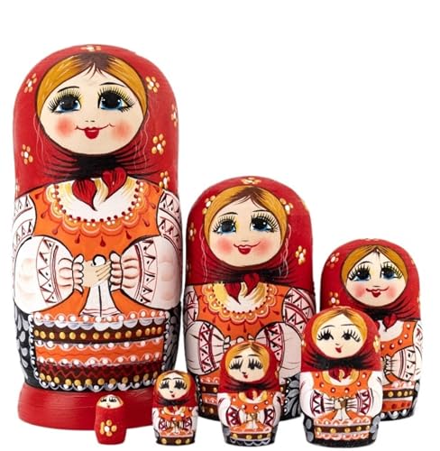 MEIZHITU Traditionelle Matroschkas Russisches Nistpuppen-Set Mit 7 Stück, Weißrussische Puppe In Malorita-slawischer Kleidung Russische Matroschka-Puppen von MEIZHITU