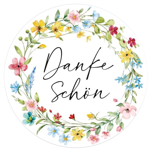 MEJOSER 120 Stk Danke Aufkleber 4cm Dankeschön Aufkleber Rund Danke Sticker Blumen Thank You Etiketten Selbstklebend Vielen Dank für Hochzeit Taufe Kommunion Konfirmation Geschenktüten von MEJOSER