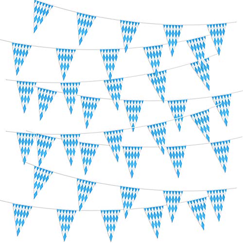 MEJOSER 2 Stück x 10m Oktoberfest Girlande Banner Wimpelkette Draußen Outdoor Dekoration Bayern Bayrisch Blau Weiß von MEJOSER