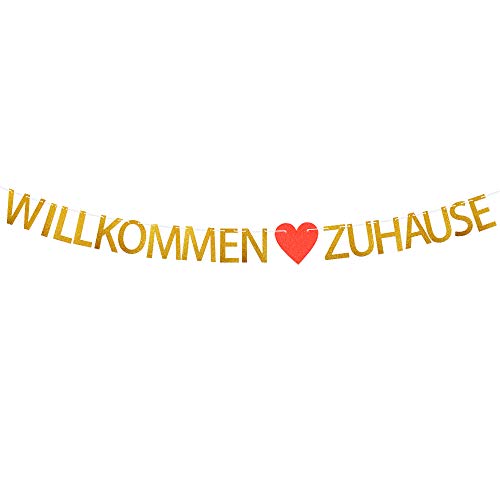 MEJOSER 3 Meter Willkommen Zuhause Schriftzug Girlande Vintage Herzlich Willkommen Zuhause Banner Papier Bunting Buchstaben für Party Familie Photo Booth Props Deko Welcome Home Banner von MEJOSER