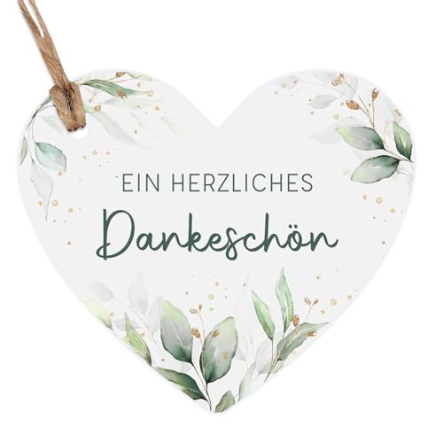 MEJOSER 50 Stück Danke Anhänger Herz Eukalyptus 5cm Geschenkanhänger Dankeschön Hochzeit Etiketten Tags Geschenk Geburtstag Babyparty Kommunion Taufe von MEJOSER