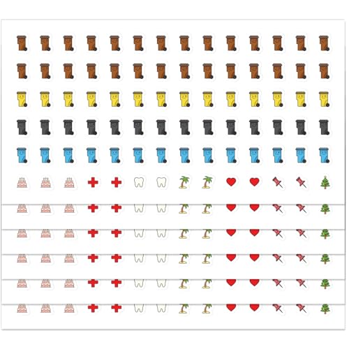 MEJOSER 504 Stück Mülltonnen Aufkleber Kalender 2025 Selbstklebend Sticker für Wandkalender Jahreskalender Mülltrennung Geburtstag Urlaub Arzt Müllabfuhr Abfuhrkalender von MEJOSER