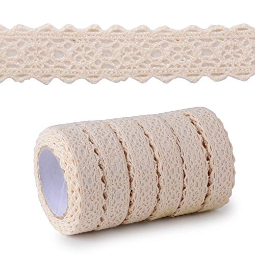 MEJOSER 6 Rollen Spitzenband Vintage Deko Spitze Bordüre Dekoband Selbstklebend Spitzenborte Stoffband Bänder für Basteln Hochzeit Verzierung der Geschenke DIY Handwerk von MEJOSER