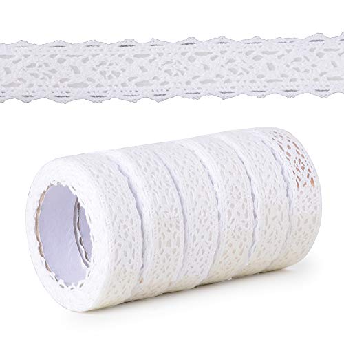 6 Rollen Spitzenband Vintage Deko Spitze Bordüre Dekoband Selbstklebend Spitzenborte Stoffband Bänder für Basteln Hochzeit Verzierung der Geschenke DIY Handwerk von MEJOSER